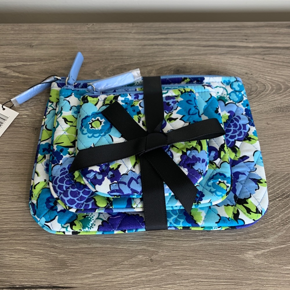 Vera Bradley Blueberry Blooms Cosmetic Trio Bags